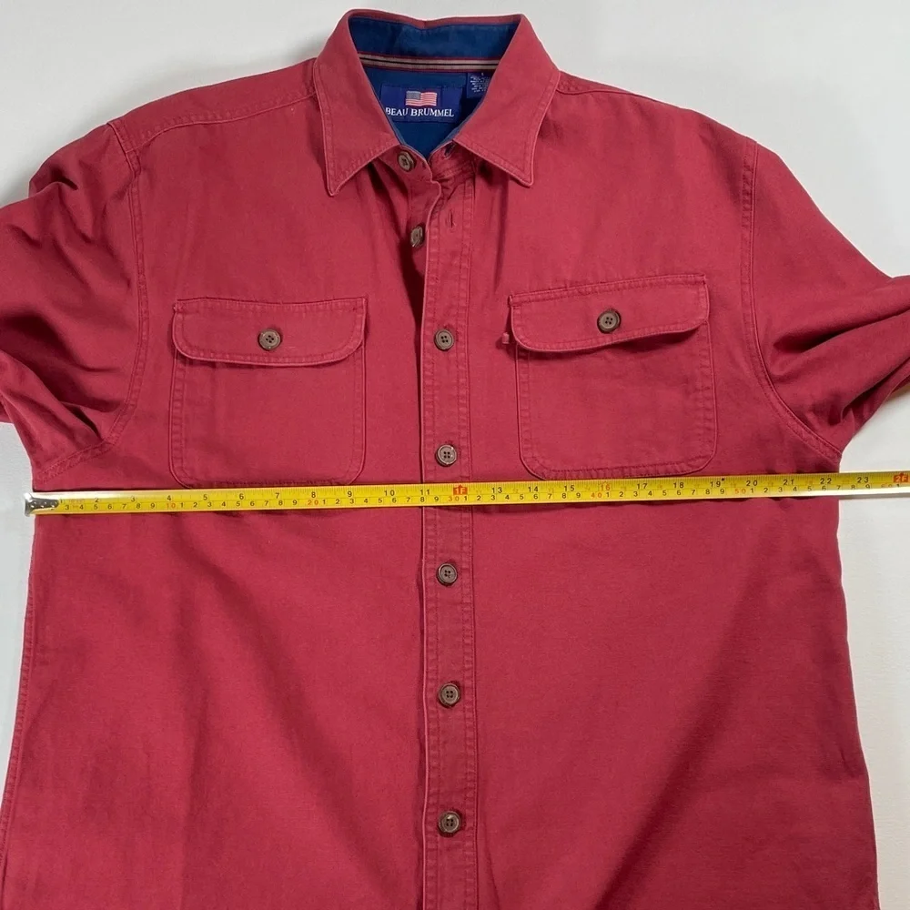 Beau Brummel Red Button-Up Long Sleeve Men’s 100% Cotton Shirt - Large